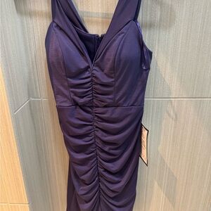 City Studio Deep Purple Ruched Midi Dress